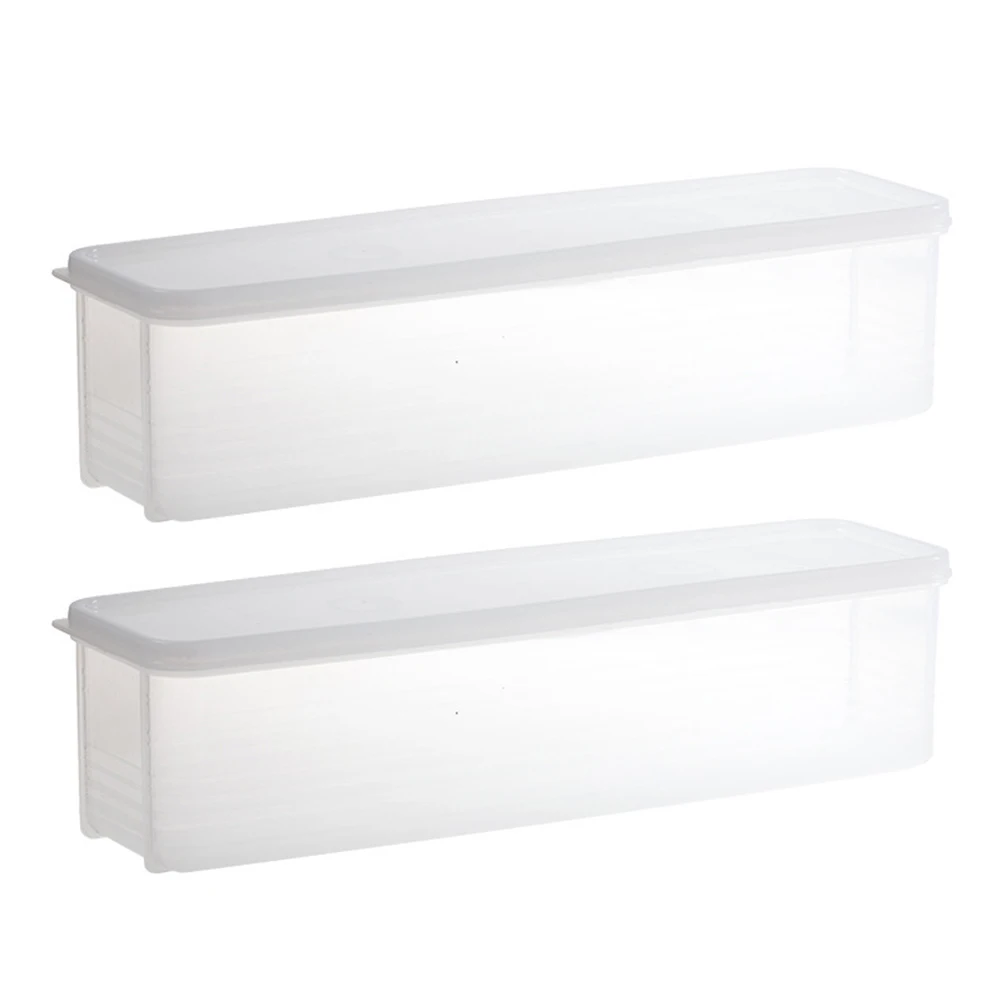 

2pcs Noodle Fridge Transparent Lid Food Grade Plastic Bin Storage Container Large Capacity Kitchen Organizer Fridge Bin