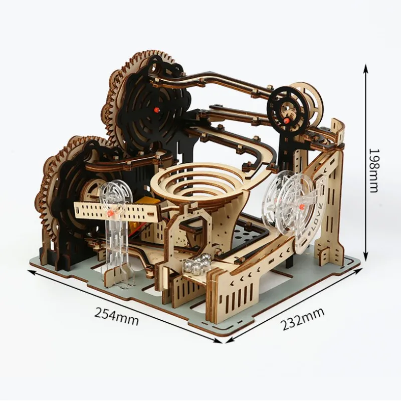 ชุดรางลูกแก้วไม้ 3 มิติ OUZEY Electric, ชุดประกอบโมเดลกลไก DIY สำหรับผู้ใหญ่และวัยรุ่น, ของเล่น STEM เพื่อการศึกษาและของขวัญ