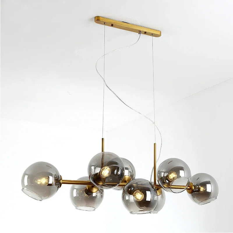 Imagem -04 - Luz Pendente Nórdica Minimalista Bola de Vidro Dourado e Preto Lustre para Jantar e Sala de Estar Decoração de Casa