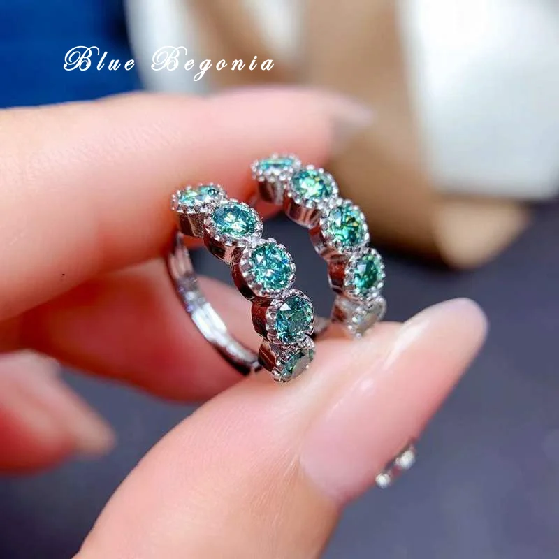 

Blue-green Moissanite Earrings VVS1 Lab Diamond Party Gift for Woman Real 925 Sterling Silver
