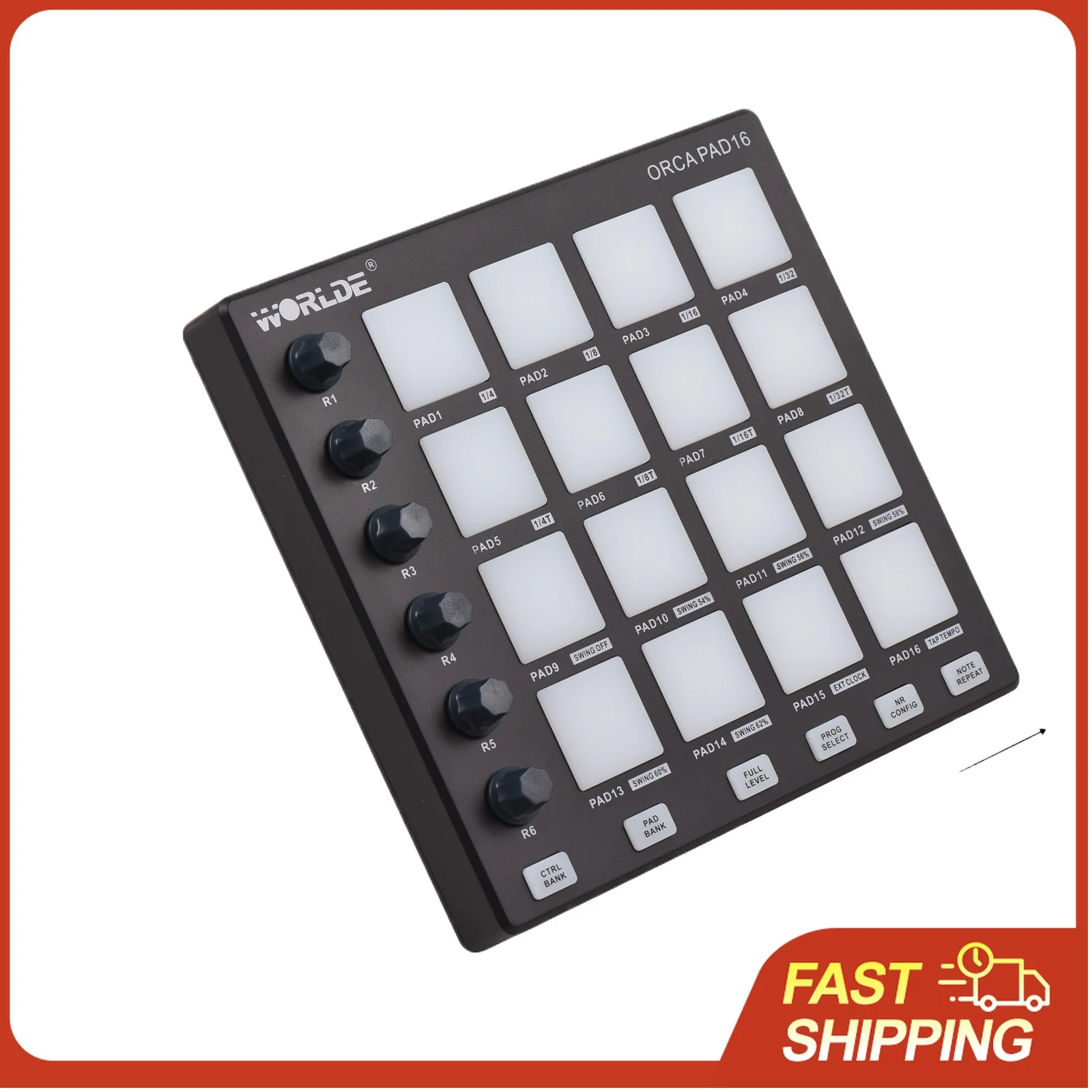 

MIDI-контроллер Beat Maker Machine с 6 программируемыми ручками, функцией повторения нот, кнопками полного уровня громкости, мини-контроллер-пэд USB для создания музыки