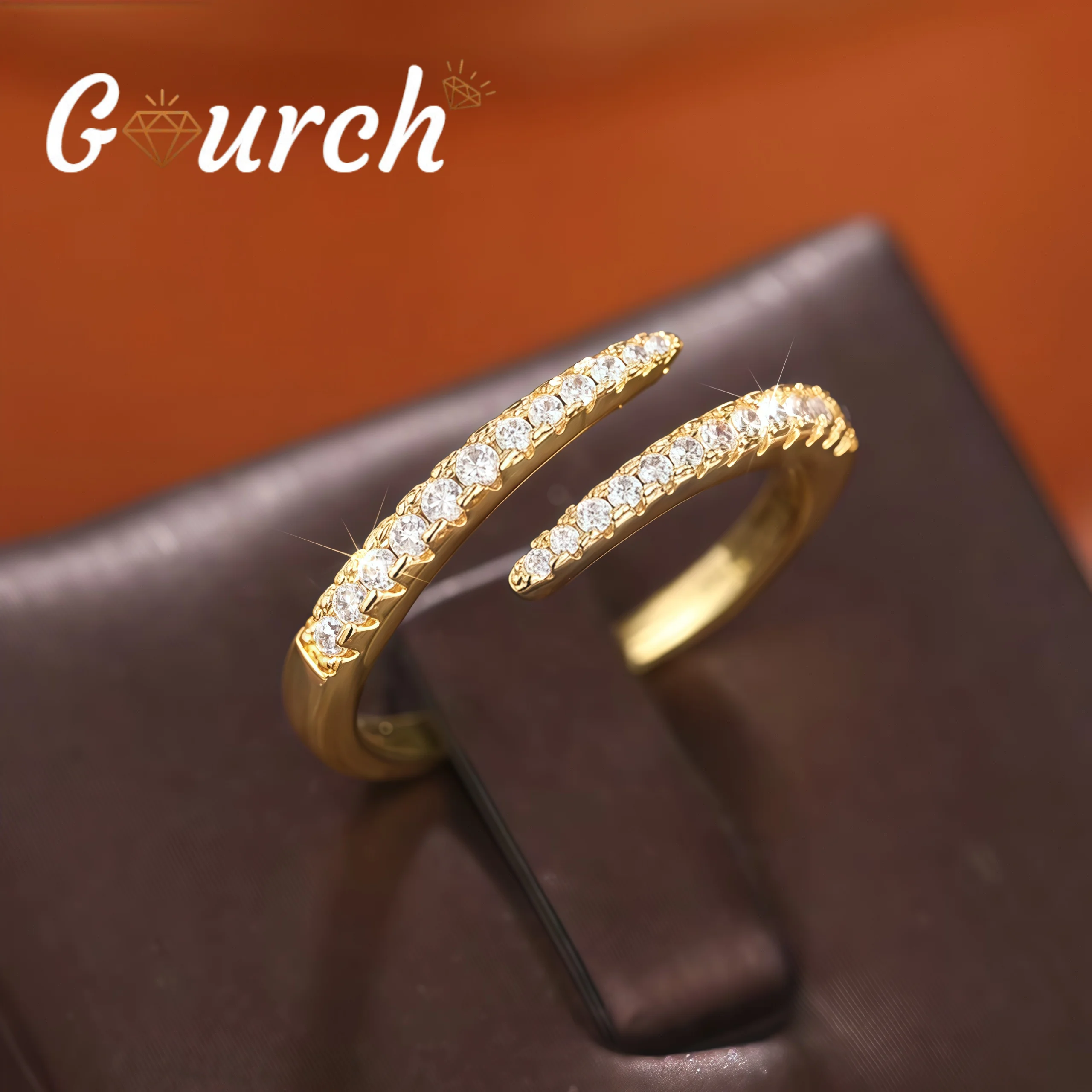 

Gourch D Color VVS1 Moissanite Open Ring for Women Gold Wedding Band Lab Diamond 925 Sterling Silver Spiral Engagement Rings