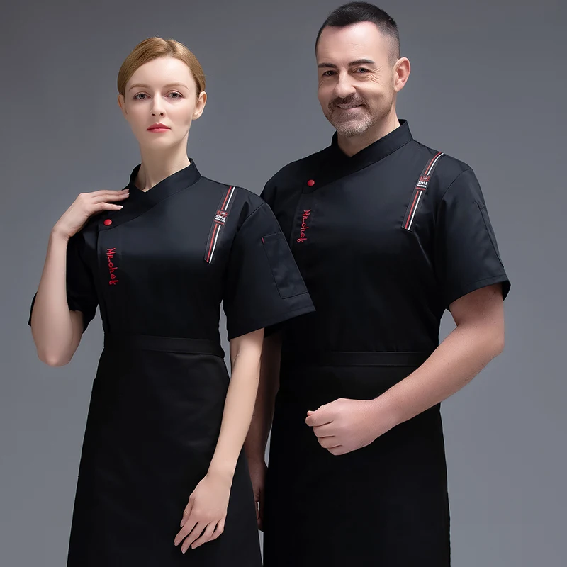 Uniforme de Chef con Logo para hombre y mujer, ropa de cocinero personalizada, mangas, chaqueta, diseño superior, estampado