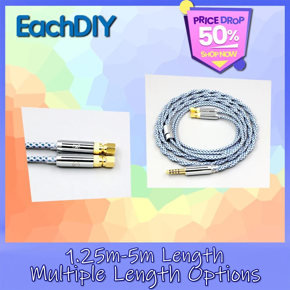 

99% Pure Silver Mix Graphene Shielding OCC Earphone Cable For HiFiMan HE4 HE500 HE6 HE400 HE5 HE6 HE300 Headphone LN008680