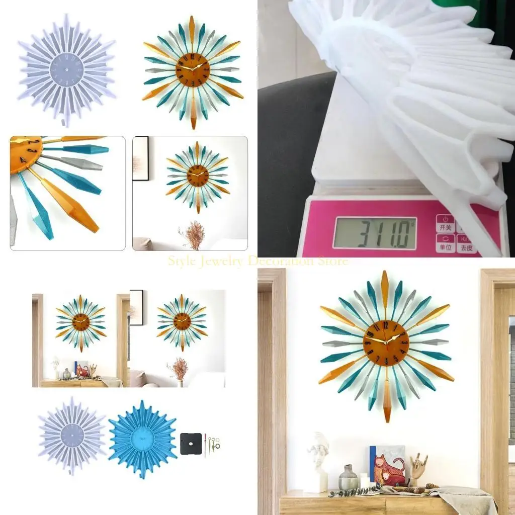 

D46E Clock Resin Poll Clock Силиконовая плесень Стенная Стенка Эпоксидная форма для литья смолы для литья смолы