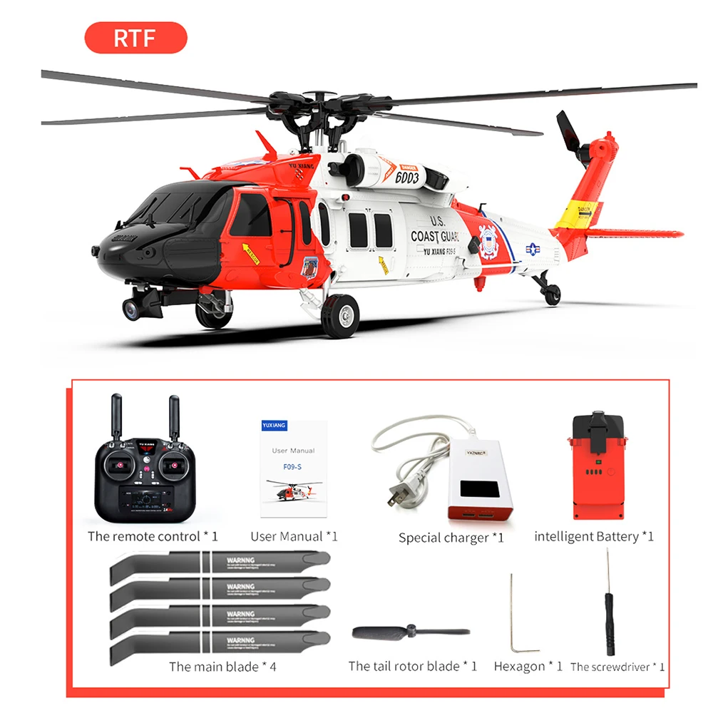 

F09 F09-S RC Helicopter 6CH GPS Optical Flow Positioning 5.8G FPV Dual Brushless Motor 1:47 UH60 Black Hawk Remote Control Drone