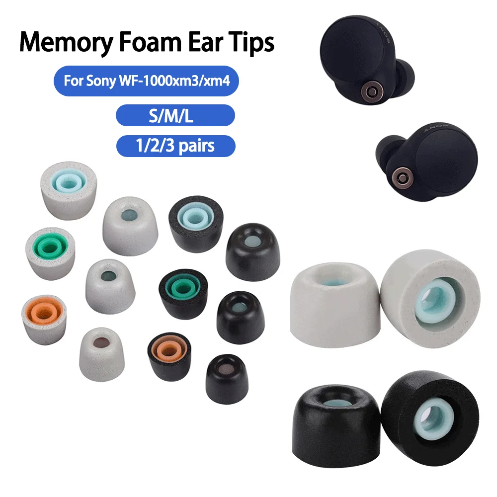 1/2/3 Pairs Memory Foam Ear Tips For Sony WF-1000XM3 Wf-1000xm4 Soft In-ear Silicone Protective Earbuds Tips Earpads Replacement