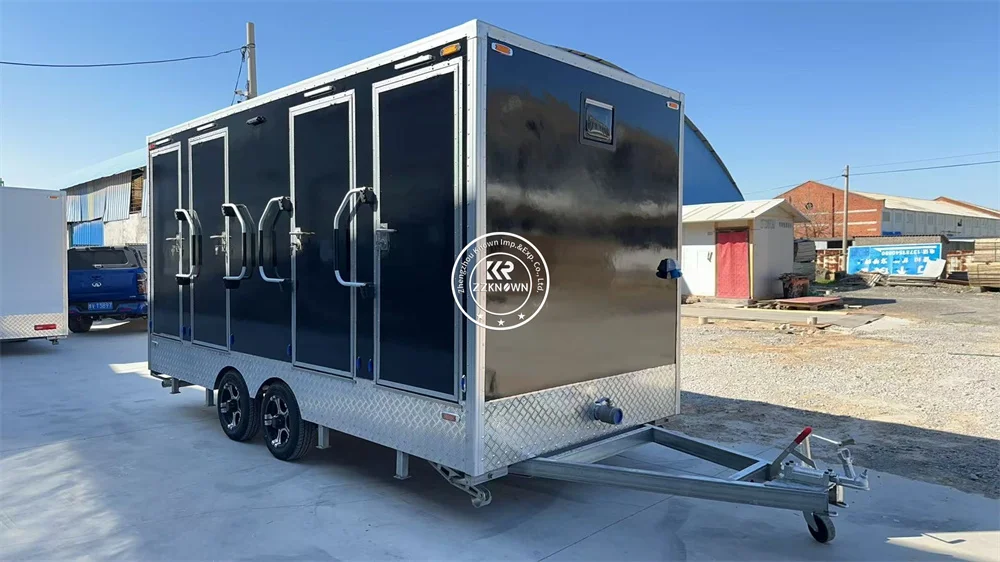 Remolque de baño móvil estándar australiano, baño exterior de lujo, remolque de inodoro de Camping prefabricado personalizado
