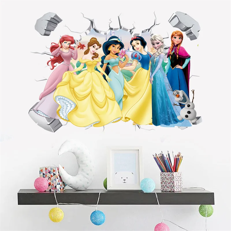 Cartoon Lovely Snow White Cinderella Aurora Princess Wall Stickers For Kids Room Home Decoration Mural Art Girls PVC Wall Decals