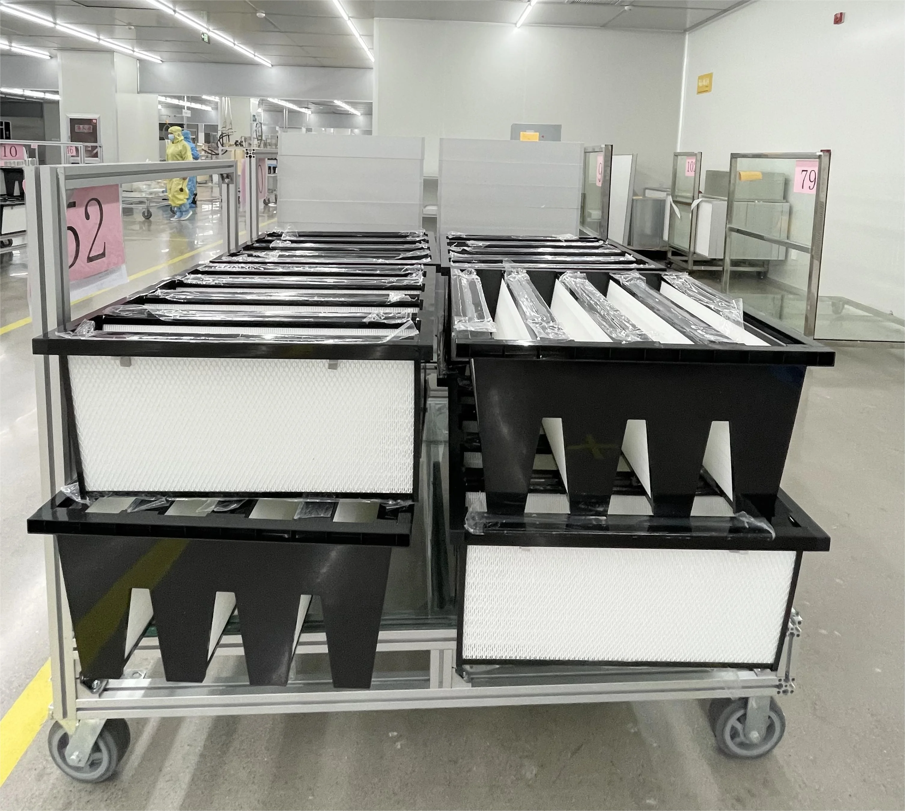 H10-U17 إطار بلاستيكي ABS عالي الكفاءة على شكل حرف V مرشحات هواء HEPA لمصنع الأدوية وشبه الموصلات #6