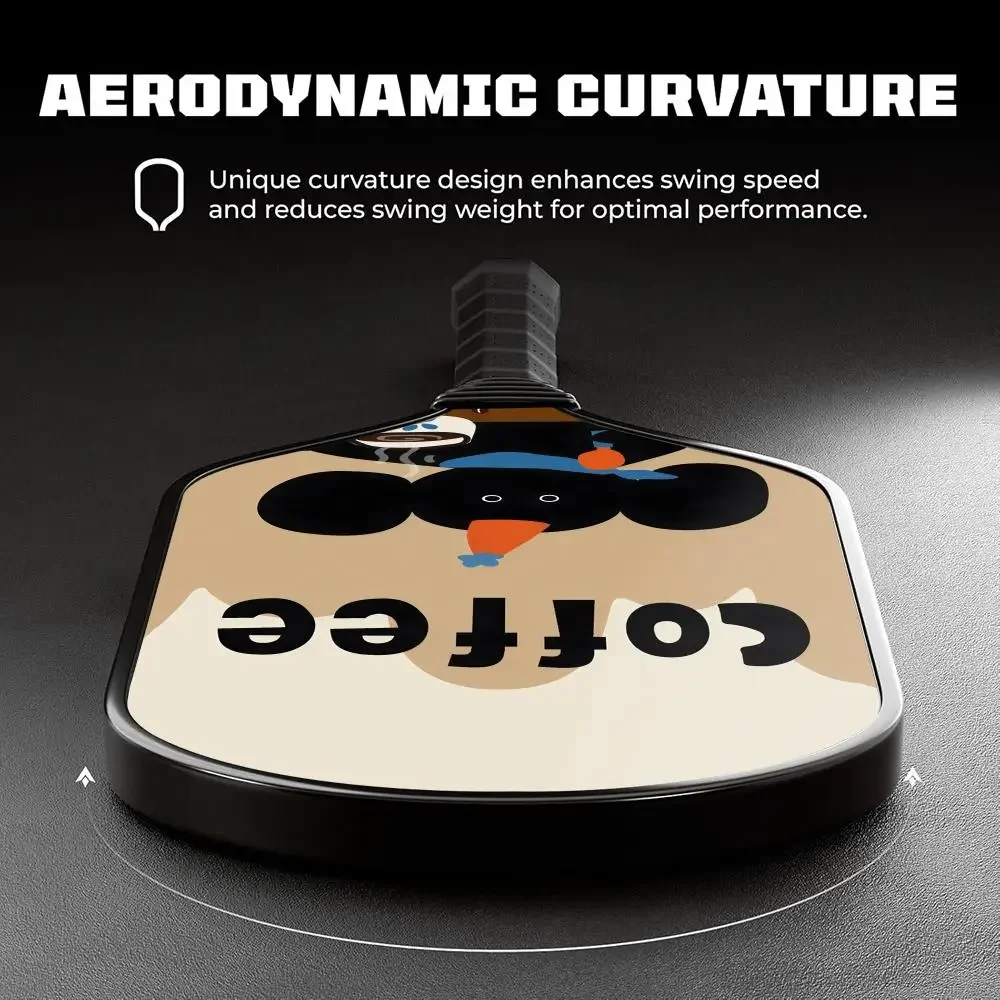 

Pickleball Paddle Fiberglass Lightweight 13MM Honeycomb Core Power&Spin Racket with Bag Grip Tape Creative Coffee