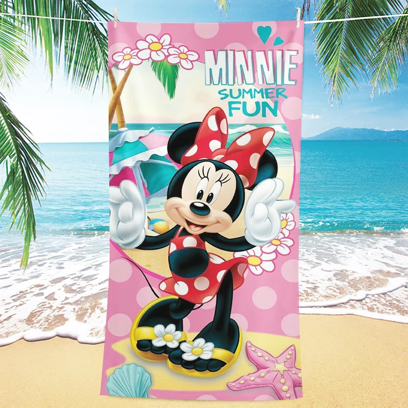 Beach Towel Cute Minnie Pink Charming Summer 3D Printing Super Clear Children and Adults Microfiber Material Soft Comfortable