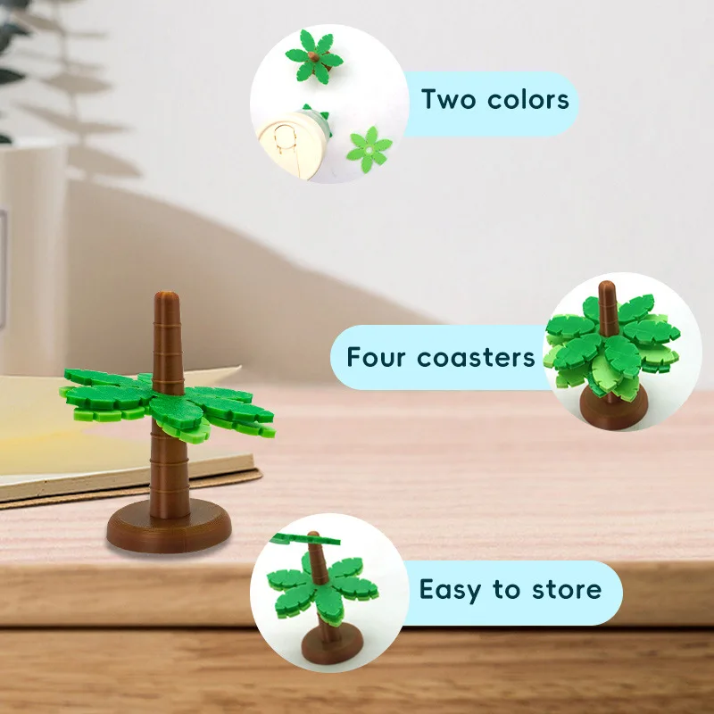 Coconut Tree Coaster Creative Coconut Tree Shape Interesting  Decoration Ornament Small Cup Plastic Coaster