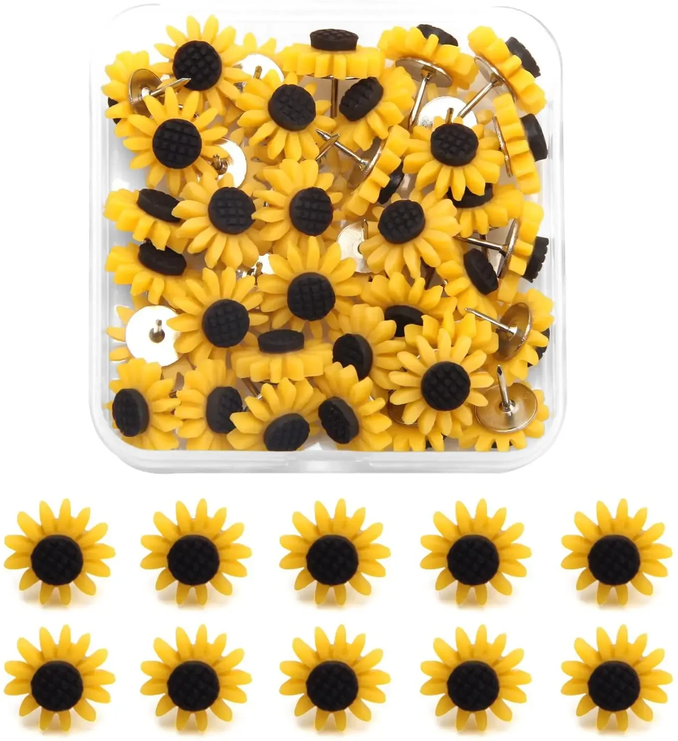 Thumbtack Sunflower Shape Push Pins Thumb Tacks for Notice Board Cork Board Paper Photo Wall Studs Pins Sationery Office Supplie