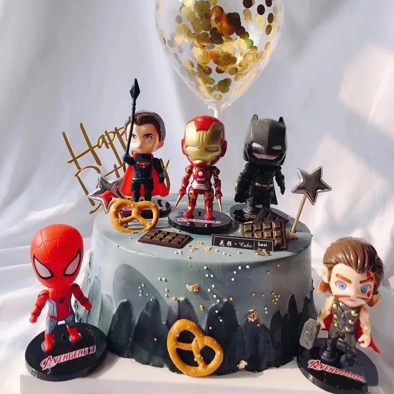 Super Hero Spiderman ของตกแต่งเค้กวันเกิด Avengers ของตกแต่งหน้าเค้กเครื่องประดับสำหรับเด็กตกแต่งเค้กปาร์ตี้ของเล่นของขวัญ