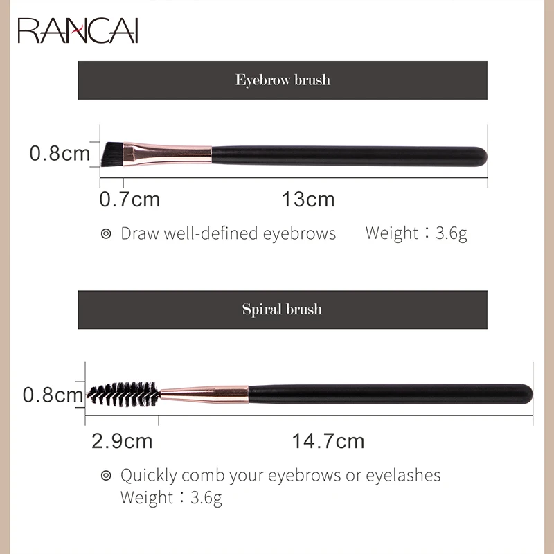 2 szt. Kątowa szczotka do brwi kredki do rzęs grzebień do brwi przyrząd kosmetyczny profesjonalne pędzle do makijażu do mieszania brwi
