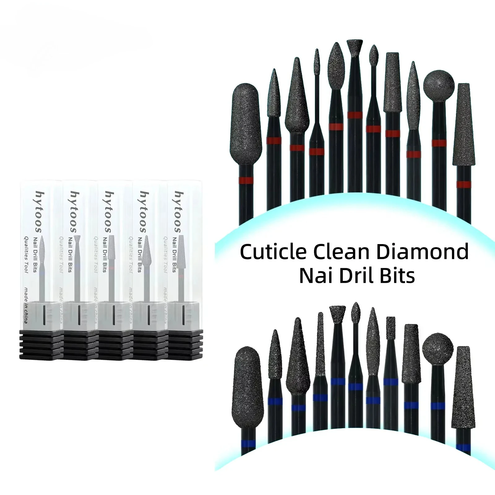 HYTOOS Black Diamond Nail Boren Pro Russische Cuticle Clean voor Dode Huid Verwijderen & Nail Prep Duurzame Nagels Accessoires Gereedschap