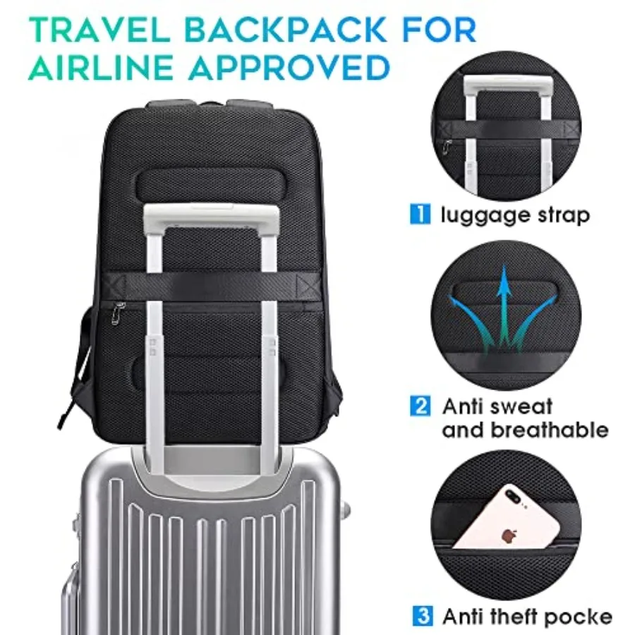 Business Smart Backpack Waterproof fit 15.6 Inch Laptop Backpack with USB Charging Port, Travel Durable Backpack view 4