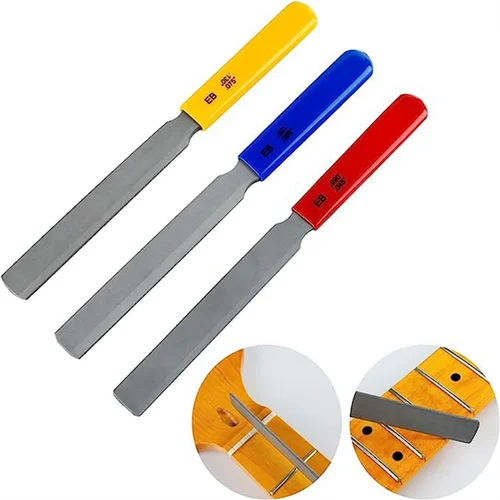 Imagen 2 del producto XSXS-3 Uds. Juego de limas cónicas para tuercas de guitarra, juego de limas con ranura para tuercas, lima de alambre de doble filo, herramienta de alambre para tuercas de bajo eléctrico