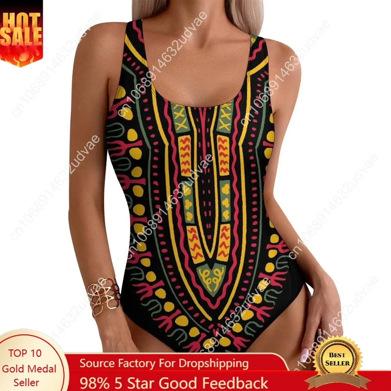 Dashiki Print Swimsuit Ethnic Pride African Swimwear One-Piece Bath Bodysuit Backless Bathing Suits Woman Push Up Beach Outfits