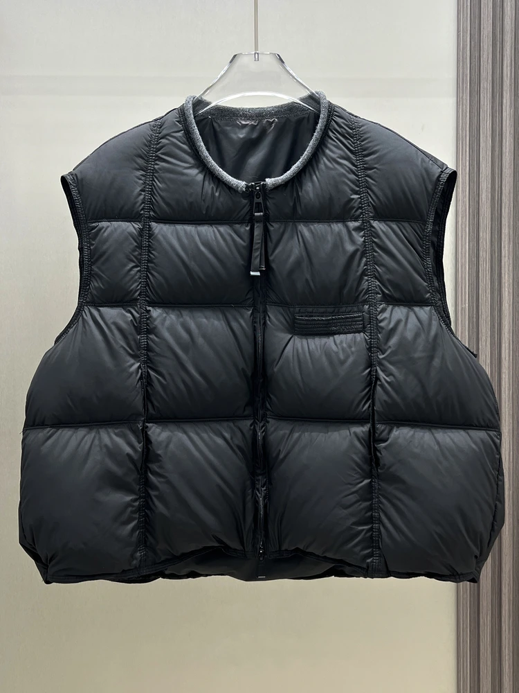 Solto ajuste ort feminino para baixo colete coreano sle xadrez tecido de veludo 90 branco du para baixo calor outerwear outono inverno nova chegada