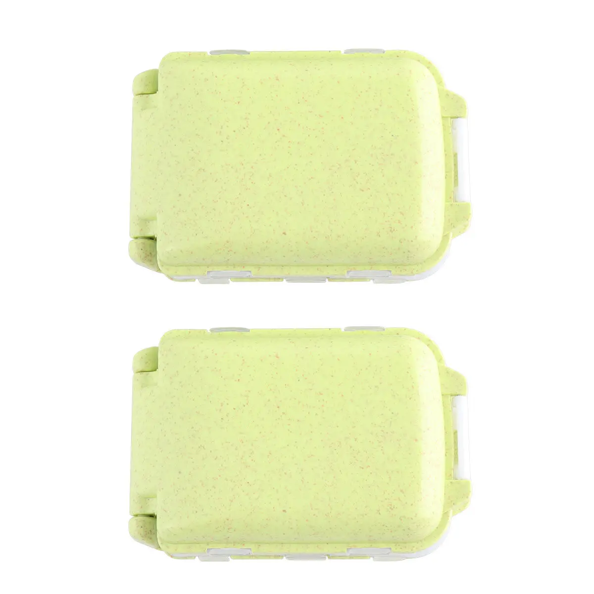 2Pcs Foldable Pill Organizer Wheat Straw PP Safe Pill Case Three Layer Classification Pocket Size Medicine Box for