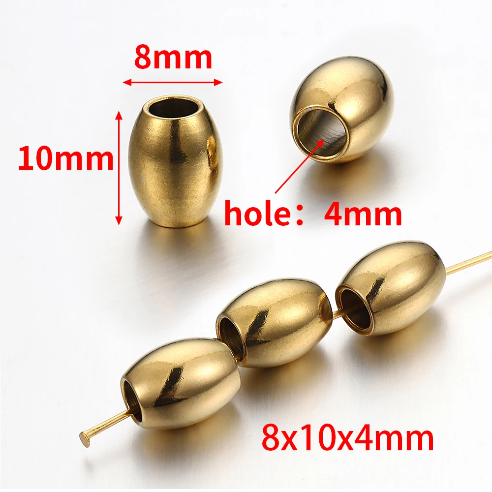 20pcs Stainless Steel Gold Color Oval Cylinder Spacer Loose Bead for DIY Bracelets Necklace Jewelry Making Beads Charm