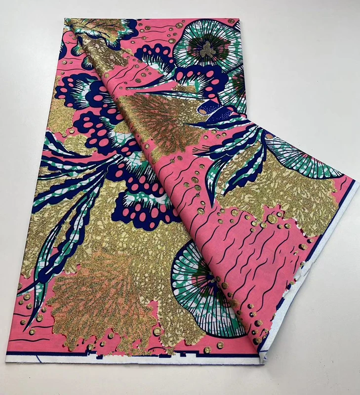 Hot Sale African Wax Fabric Cotton Material Nigerian Ankara Block Prints Batik High Quality Sewing Cloth 6yards