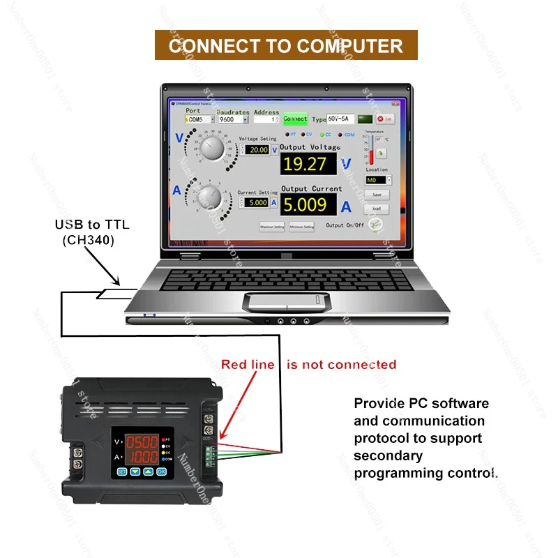 DPM8624 60V 24A Programmable DC Power Supply Adjustable Step Down Voltage Buck Converter 485 Wireless Communication