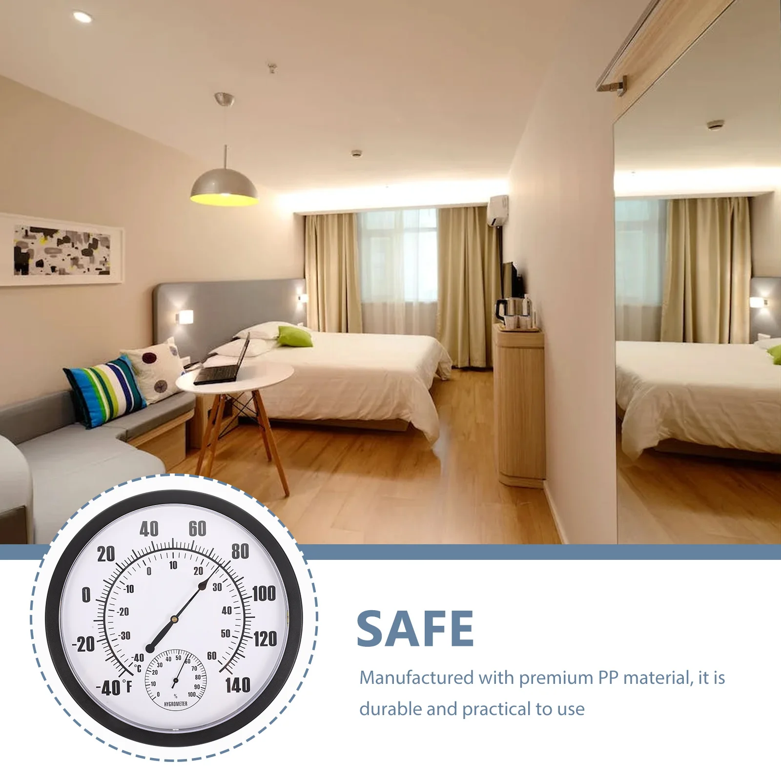 

Temperature Humidity Monitor Large Display Indoor Outdoor Thermometer Hygrometer for Home Garden Wall Mounted Weather