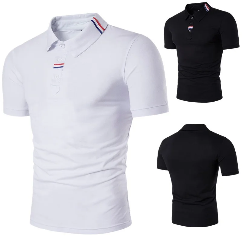 Men's Fashion Polo Shirt Men's Lapel Short-sleeved Webbing T-shirt