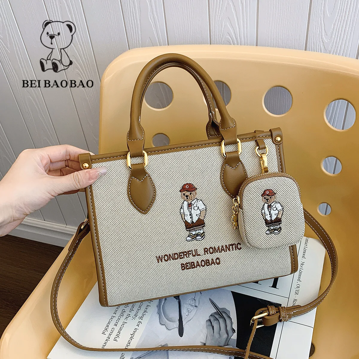 Beibaobao 2024 New Large Capacity Tote Bag Women\'s Bag Casual Shoulder Bag Fashion Versatile Women\'s Bag Retro Одноплечий мешок