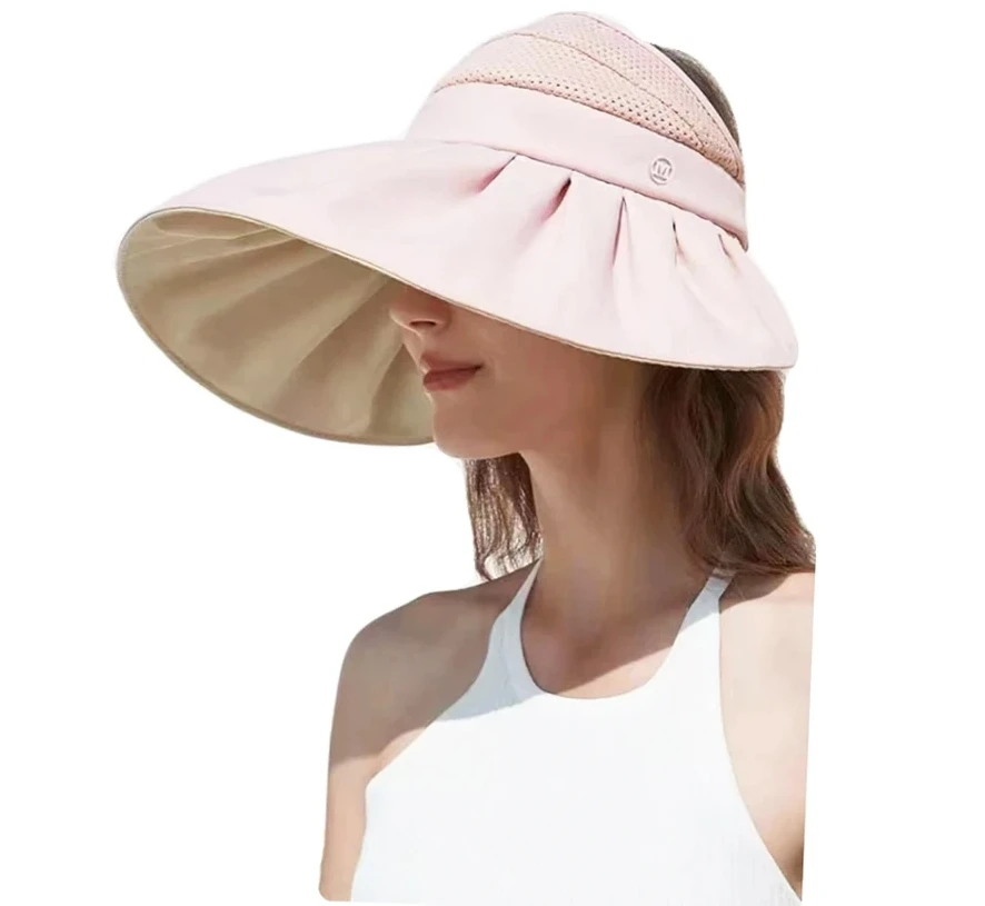 

2024 Large Brim Foldable Sun Visor for Women UPF50+ UV Protection hat woman beach trip top empty hats caps