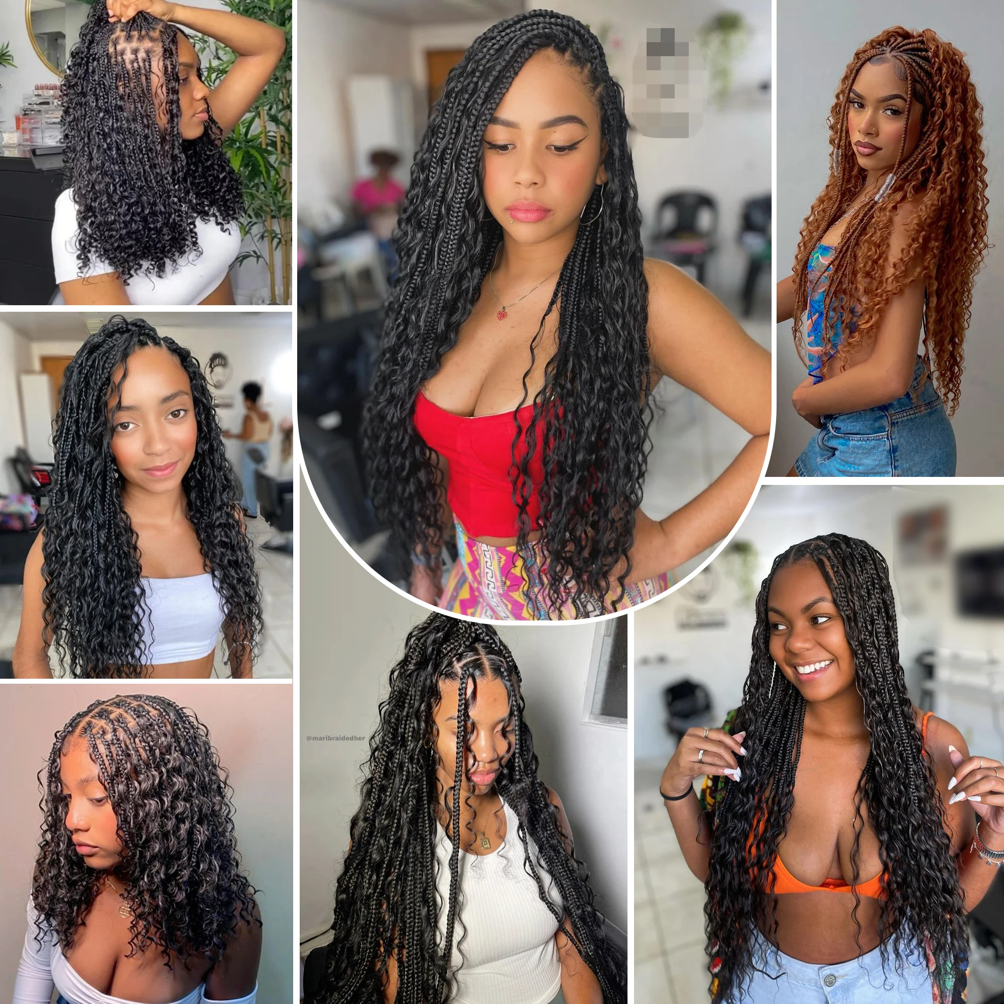 AHVAST 딥 웨이브 번들, 인모 벌크 헤어 익스텐션, 브레이드 천연 블랙 크로셰 브레이드, 100 g/pc