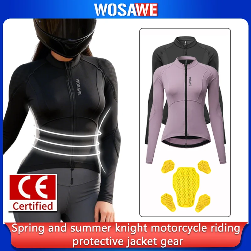 

WOSAWE Women Motorcycle Jacket Summer CE Certified Riding Armor Street Anti-Fall Soft Riding Coat