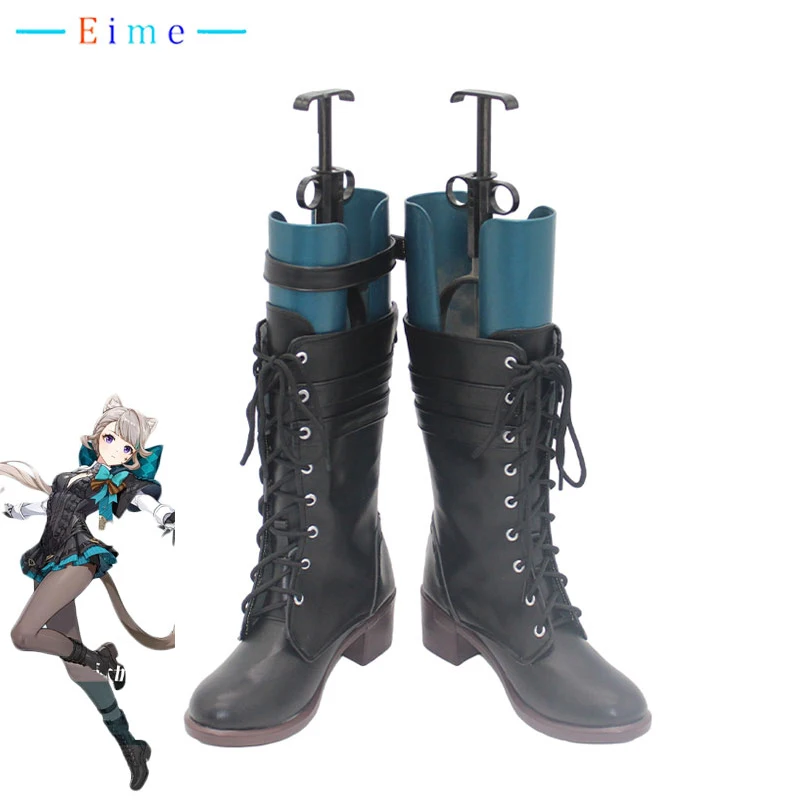 

Game Genshin Impact Lynette Cosplay Shoes Halloween Carnival Boots Cosplay Prop PU Leather Shoes Custom Made