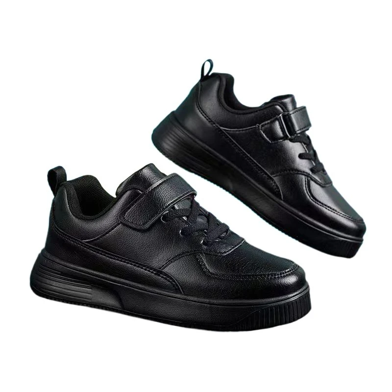 Spring New Leather Top Waterproof Large Children and Girl Board Shoes Campus Small White Shoes Boys Sport Shoe White Wave Shoes