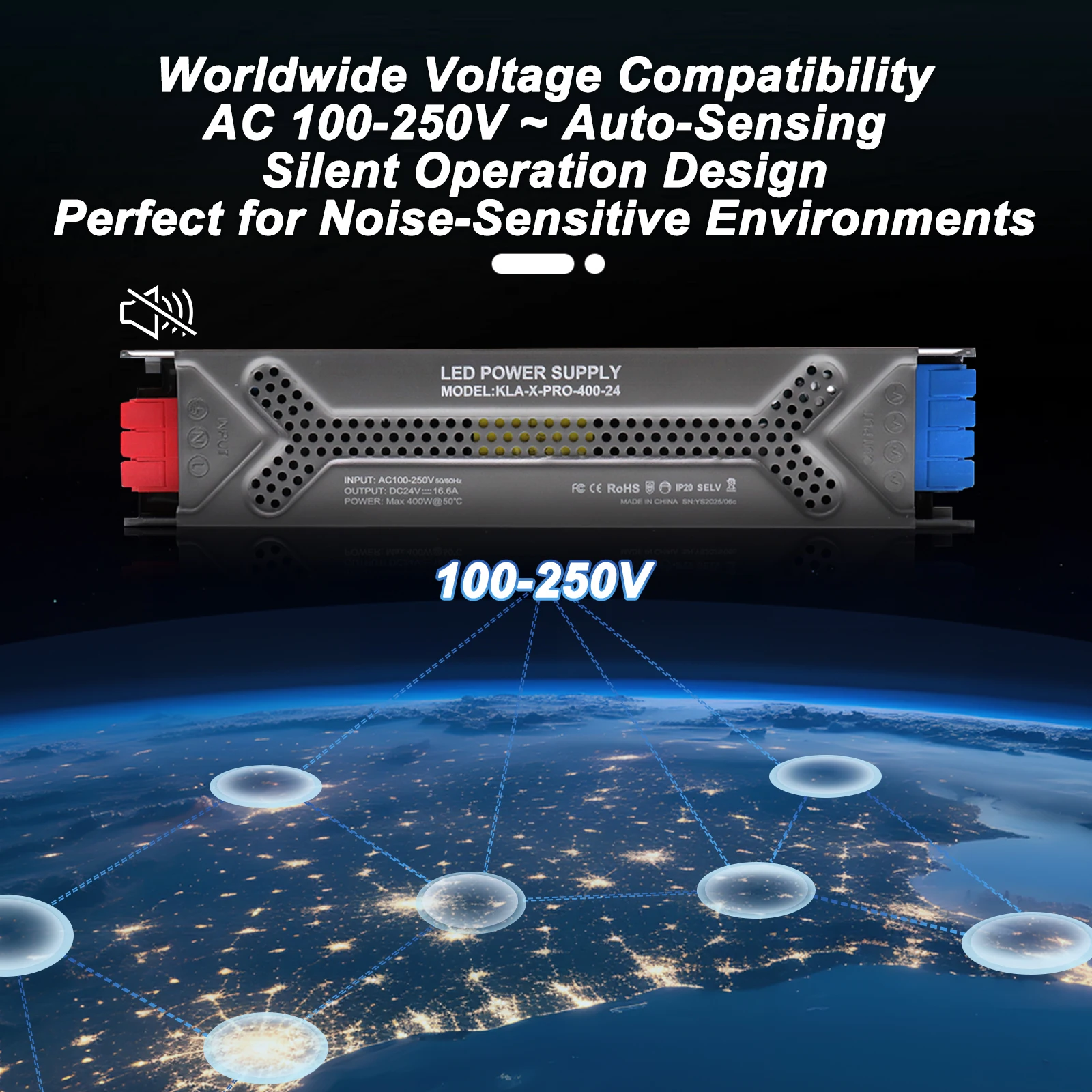 AC 100-250V LED Driver Transformer Converter 400W 300W 200W 100W 60W Lighting Power Supply 12V 24V Push Terminal Silicone Glued