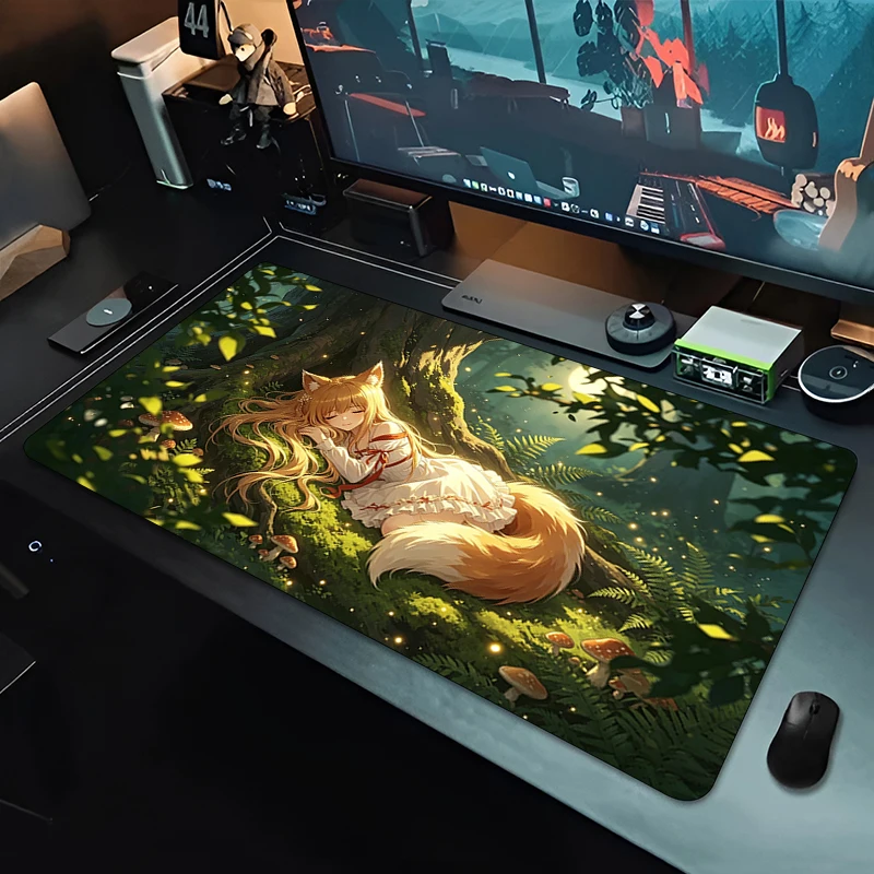 kawaii Mouse Pad Spice and Wolf office Table Mat Varmilo Keyboard Pad Anime Gaming Accessories 90x40cm Esports Gamer Mousepad