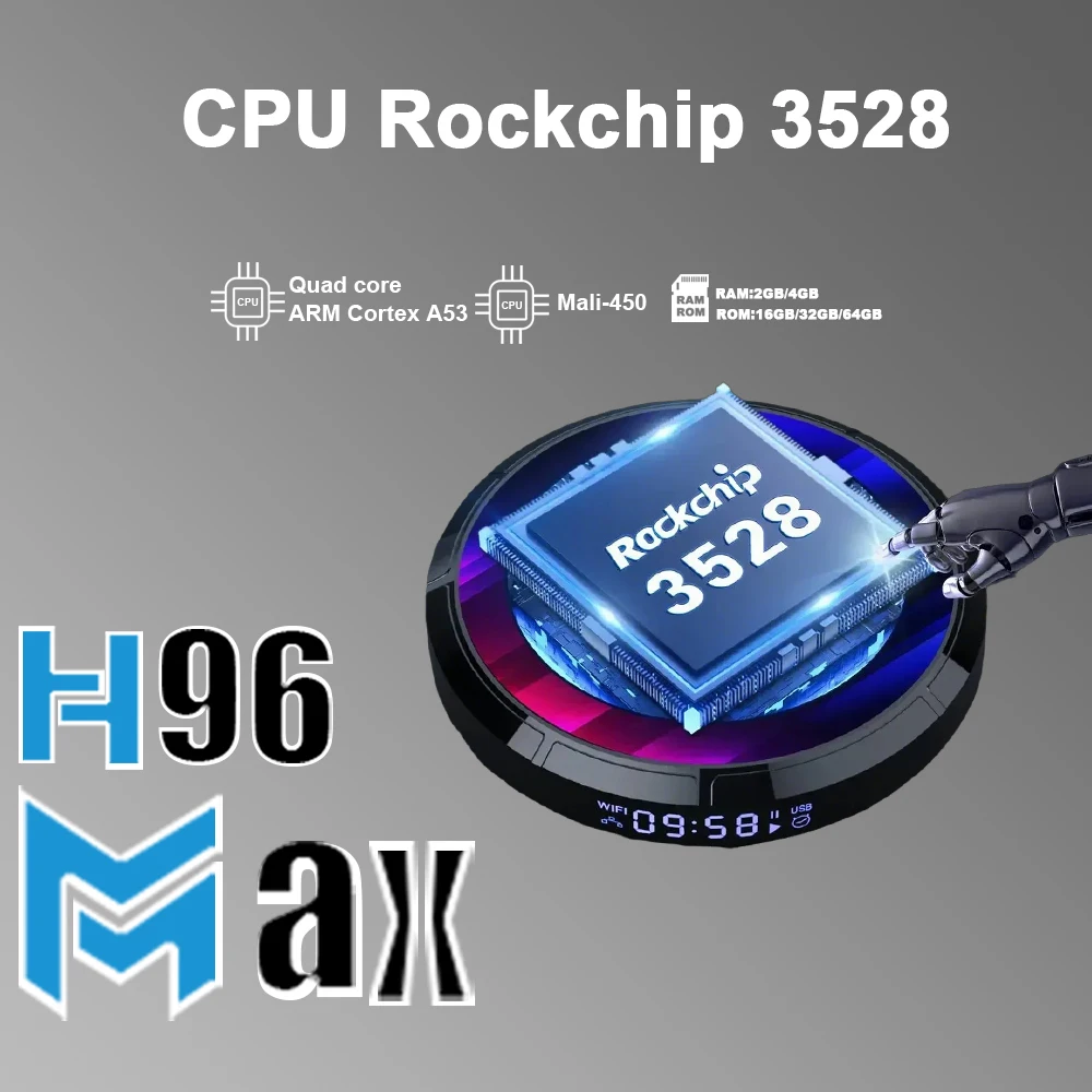 H96 MAX RK3528 TV Box Global Language Voice Assistant WiFi6 100M LAN 8K Video Decoder Quad Core Streaming Playback Box