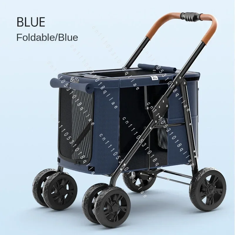 Multiple Pet Strollers Large Dog Trolley Cart Folded Large Space Multifunctional Trolley Case with Wheel Bearing 30kg for Travel