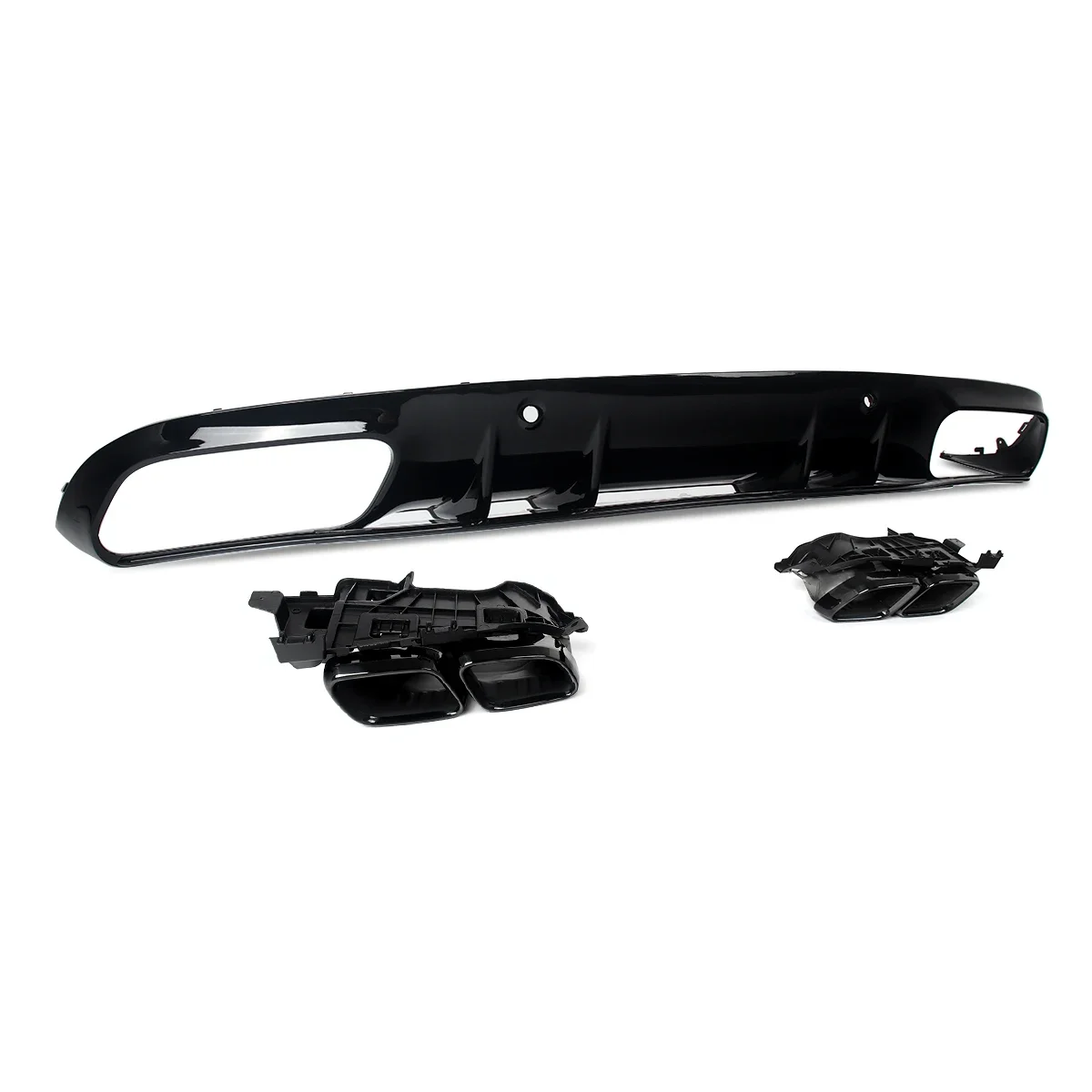 Magickit Rear Diffuser with Exhaust Tips for Mercedes Benz C Class C205 A205 Coupe 2015-2018 C63 Style Rear Bumper Diffuser Lip