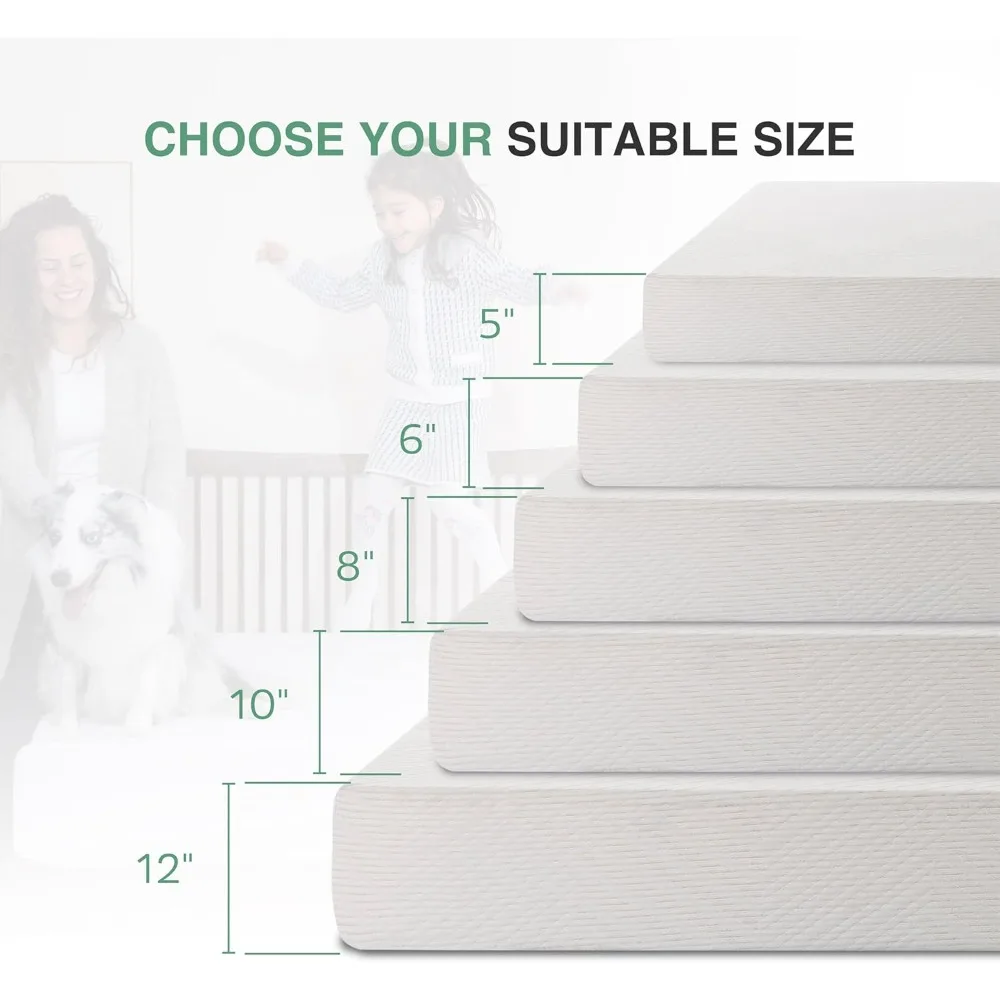 مرتبة كوين متوسطة الحجم مقاس 10 بوصة من إسفنج الذاكرة للشاي الأخضر لسرير منصة وسرير نهاري مزدوج الحجم #2