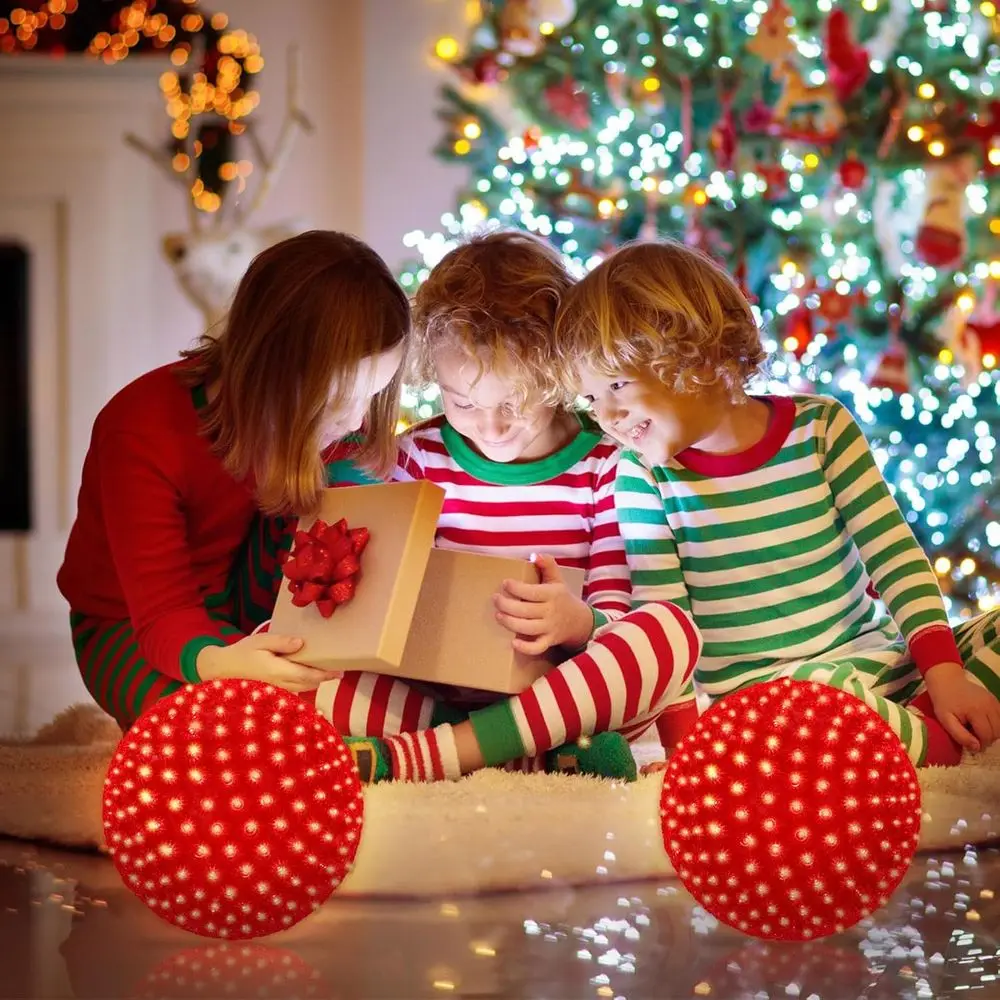 كرة معلقة شفافة كبيرة مع 300 مصباح LED للشجرة الداخلية/الخارجية وديكور المنزل، 10 بوصة، أحمر، مثالية لعيد الفصح وسانت باسكال