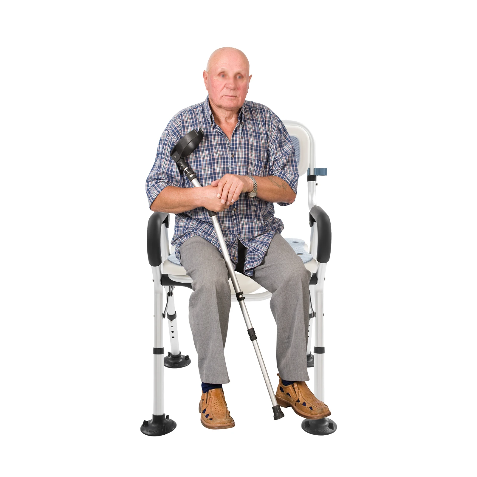 Foldable U-Shaped Commode Chair, Multi Purpose Toilet & Shower Seat for Elderly Disabled Pregnant Women, Suitable for Bedroom Hospital Bathroom