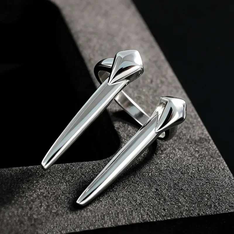 Vintage Animal Tooth Guardian Ring Men Trend Cold Wind High Street Jewelry Women Fashion Personality Wolf Tooth Open Ring