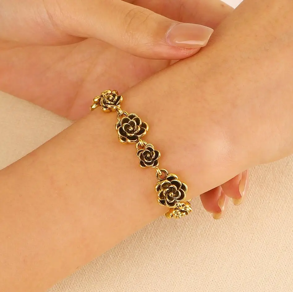 1 قطعة سلسلة زهرة لطيفة أساور للنساء الذهب والفضة ColorLink معصمه أساور عيد الميلاد هدايا عيد الميلاد مجوهرات F1954