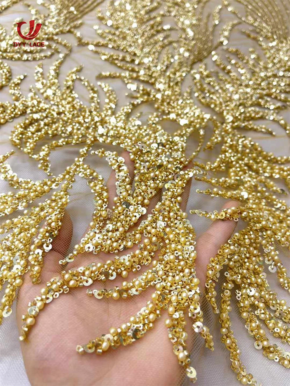 Luxury African Sequins Beaded Lace Fabric 2025 High Quality Groom Nigerian Wedding Bridal Embroidery French Tulle Sewing 5 Yards