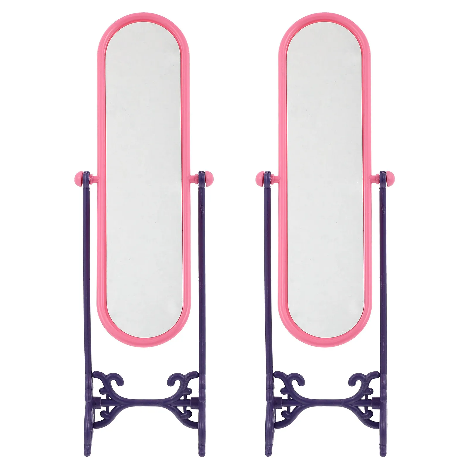

2Pcs Mini House Rotated Floor Dressing Mirror Makeup Mirror for Mini Home Accessory Decoration Small House Decor