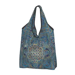 Fiore della vita In Lotus Mandala generi alimentari Tote Shopping Bag donna borse a tracolla personalizzate Shopper borse di grande capacità